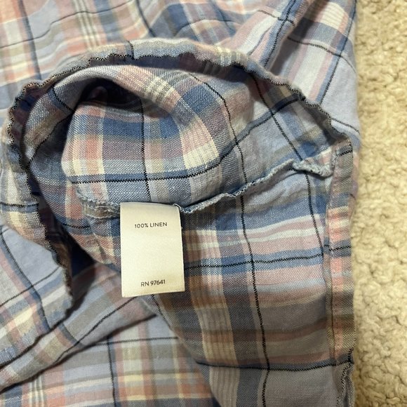 J. Jill Love Linen Dress Size Small Plaid Pink Blue Sleeveless Midi V Neck Shift - Picture 8 of 10